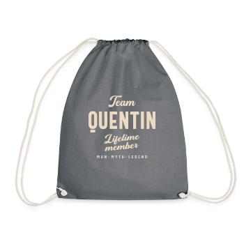 Team Quentin Lifetime Member Personalized Name - Drawstring Bag - grey - Front