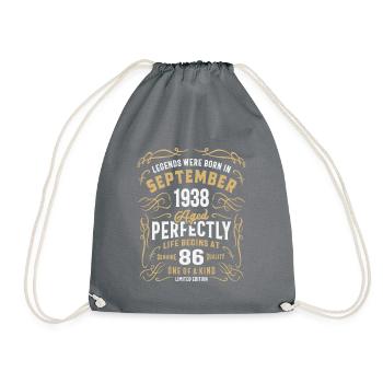September 1938 Geschenke zum 86. Geburtstag 86 Jahre alt - Turnbeutel - Grau - Vorne