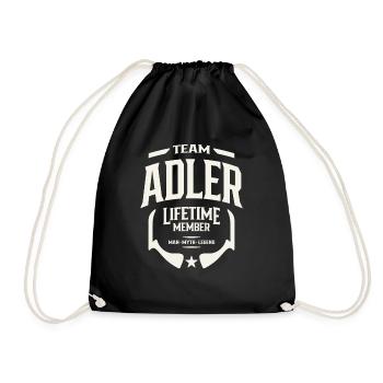 Team Adler Lifetime Member Name Adler - Drawstring Bag - black - Front