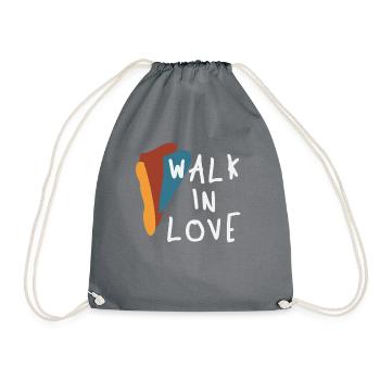 Walk In Love - Inspiring Christian Quote - Drawstring Bag - grey - Front