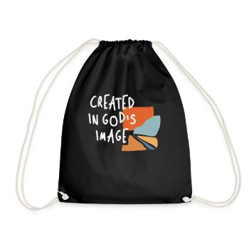 Created in God's Image - Inspiring Christian Quote - Drawstring Bag - black - Front