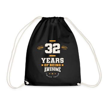 32 Years Of Being Awesome - 32nd Birthday - Drawstring Bag - black - Front