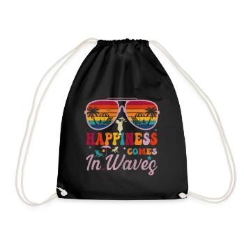 Happiness comes in waves - Drawstring Bag - black - Front