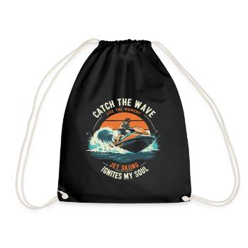 Catch the wave, live the moment - Jet Skiing ignit - Drawstring Bag - black - Front