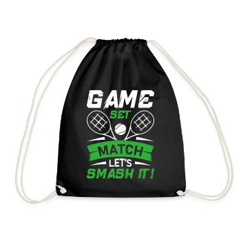 Game, Set, Match – Let’s Smash It! - Drawstring Bag - black - Front