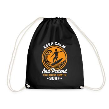 Restez calme et faites semblant de savoir surfer. - Sac de sport léger - noir - Devant