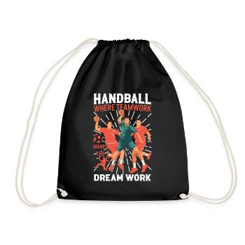 Handball: Where teamwork makes the dream work! - Drawstring Bag - black - Front