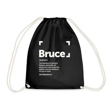 Bruce Name Definition Personalisierter Name Bruce - Turnbeutel - Schwarz - Vorne