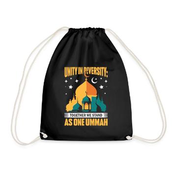 Unity in diversity: Together we stand as one Ummah - Drawstring Bag - black - Front