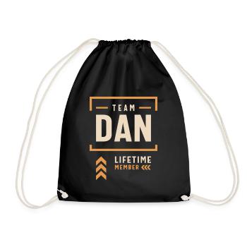 Team Dan Lifetime Member Funny Name Dan - Drawstring Bag - black - Front