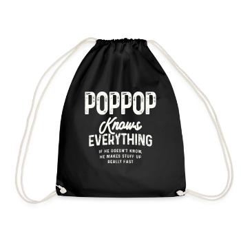 Pop-Pop weiß alles - Großeltern - Turnbeutel - Schwarz - Vorne
