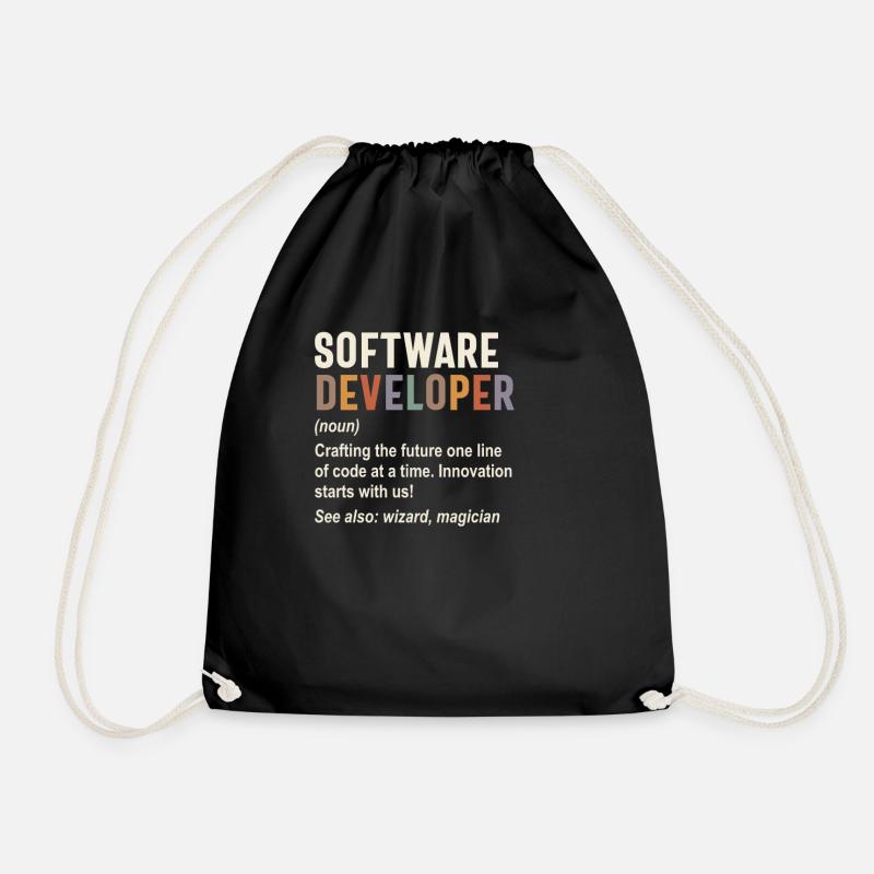 Software Developer - Crafting the Future with Code - Drawstring Bag - black