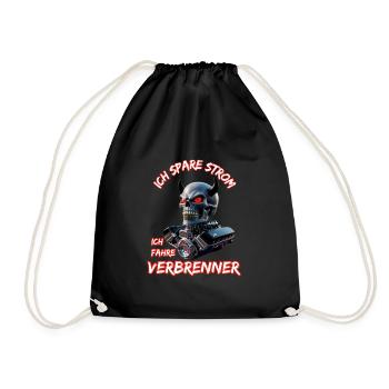 I save electricity I drive combustion engines - Drawstring Bag - black - Front