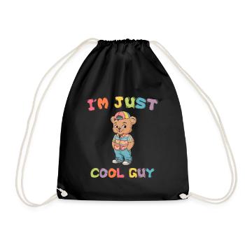 i am just cool guy Tedybär Bär - Turnbeutel - Schwarz - Vorne