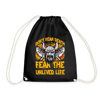 Don't fear death fear the unlived life - Drawstring Bag - black - Front