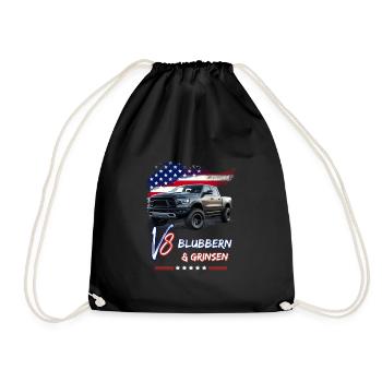 US Pick Up V8 Auto -Blubbern und Grinsen-Pick Up - Turnbeutel - Schwarz - Vorne