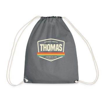 Thomas Genuine and Trusted Funny Name Thomas - Drawstring Bag - grey - Front