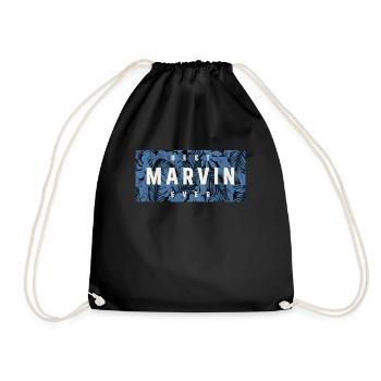 Best Marvin Ever Funny Name Marvin - Drawstring Bag - black - Front