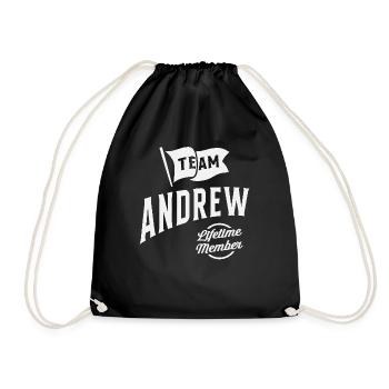 Team Andrew Lebenslanges Mitglied Personalisierter Name Andr - Turnbeutel - Schwarz - Vorne