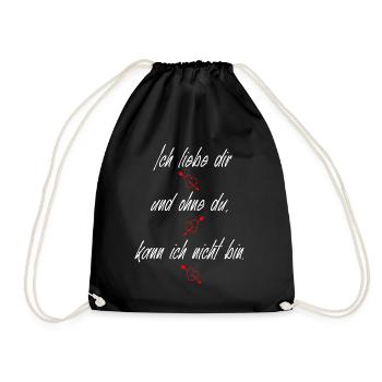 i love - ich liebe dich - ich liebe dir - Turnbeutel - Schwarz - Vorne