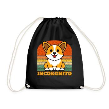Incorgnito – Jeu de mots amusant sur le corgi - Sac de sport léger - noir - Devant