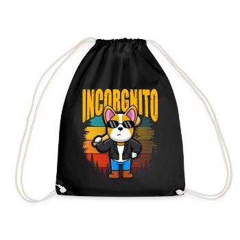 Incorgnito – Jeu de mots amusant sur le corgi - Sac de sport léger - noir - Devant