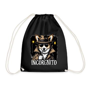 Incorgnito – Jeu de mots amusant sur le corgi - Sac de sport léger - noir - Devant
