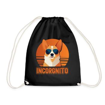 Incorgnito – Jeu de mots amusant sur le corgi - Sac de sport léger - noir - Devant