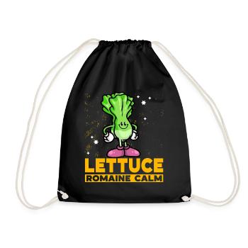 Salat Romaine Calm – Lustiger Salat - Turnbeutel - Schwarz - Vorne