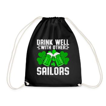 Drink well with other Sailors - Drawstring Bag - black - Front