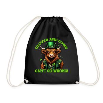Clover and Cows can't go wrong - Drawstring Bag - black - Front