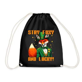 Stay Foxy and Lucky St. Patrick's Day - Drawstring Bag - black - Front