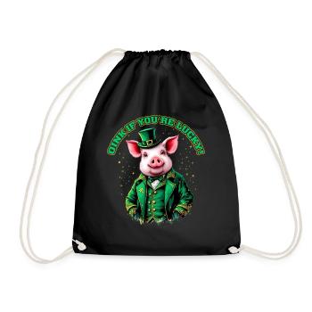 Oink, du hast Glück - Turnbeutel - Schwarz - Vorne