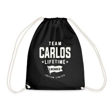 Team Carlos Lebenslanges Mitglied Lustiger Name Carlos - Turnbeutel - Schwarz - Vorne