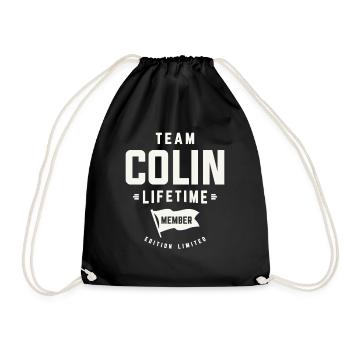 Team Colin Lifetime Member Funny Name Colin - Drawstring Bag - black - Front