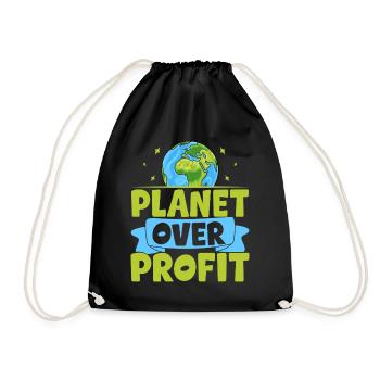 Planet vor Profit - Turnbeutel - Schwarz - Vorne
