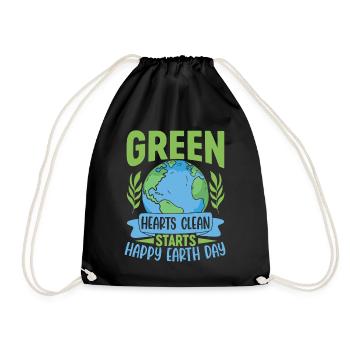 Green Hearts clean commence un joyeux jour de la terre - Sac de sport léger - noir - Devant