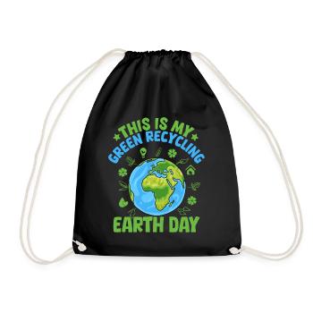 This is my Green Recycling Earth day - Drawstring Bag - black - Front