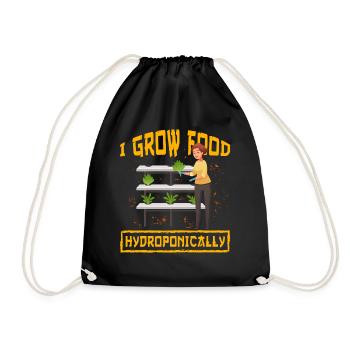 I grow food Hydroponics - Drawstring Bag - black - Front