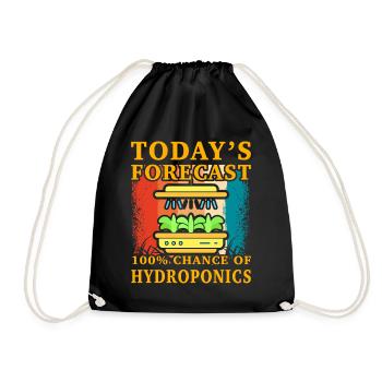 Today's forecast 100% chance of Hydroponics - Drawstring Bag - black - Front
