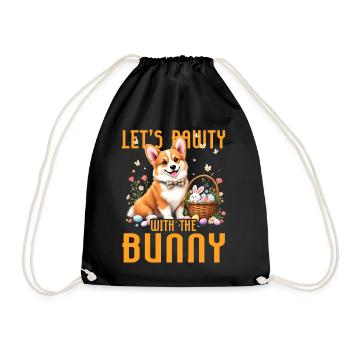 Let's Pawity with the bunny - Drawstring Bag - black - Front