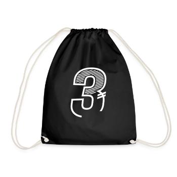 Number 3 Sports Jersey 3rd birthday - Drawstring Bag - black - Front