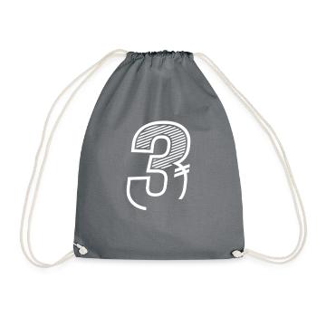 Nummer 3 Sporttrikot 3. Geburtstag - Turnbeutel - Grau - Vorne