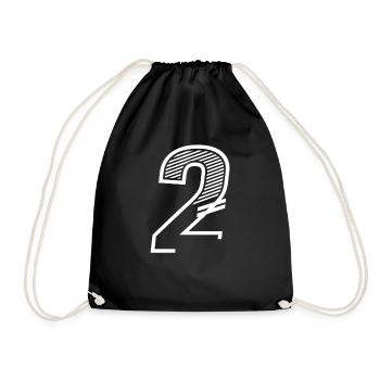 Nummer 2 Sporttrikot 2. Geburtstag - Turnbeutel - Schwarz - Vorne