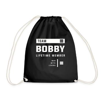 Team Bobby Lifetime Member Funny Name Bobby - Drawstring Bag - black - Front
