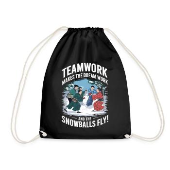 Teamwork macht den Traum wahr – und die Schneebälle - Turnbeutel - Schwarz - Vorne