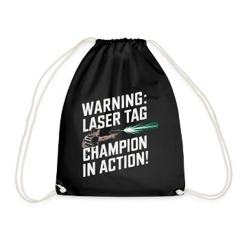 Achtung: Lasertag-Champion in Aktion! - Turnbeutel - Schwarz - Vorne