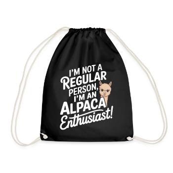 I’m not a regular person, I’m an alpaca enthusiast - Drawstring Bag - black - Front