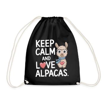 Keep calm and love alpacas. - Drawstring Bag - black - Front