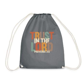 Trust in the Lord - Proverbs 3:5 - Drawstring Bag - grey - Front